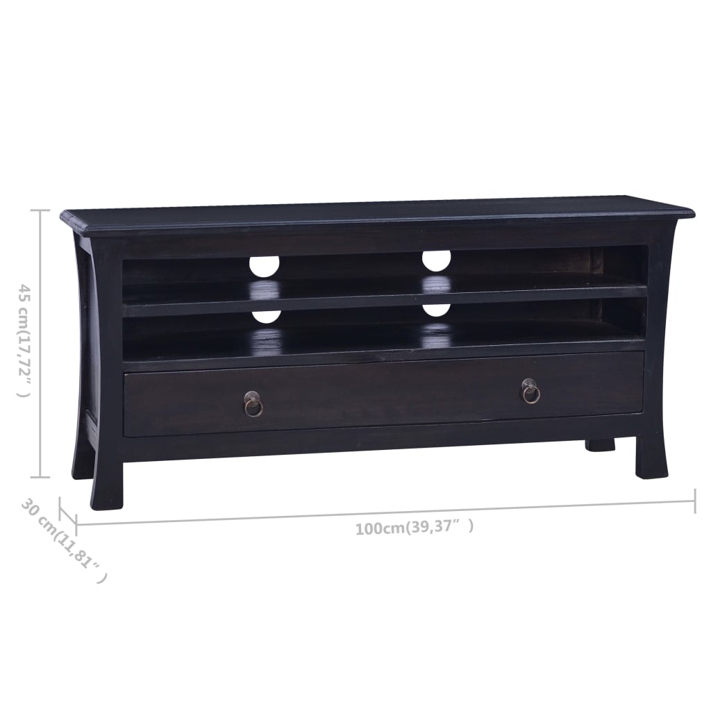 tv-skab 100x30x45 cm massivt mahognitræ mørkebrun