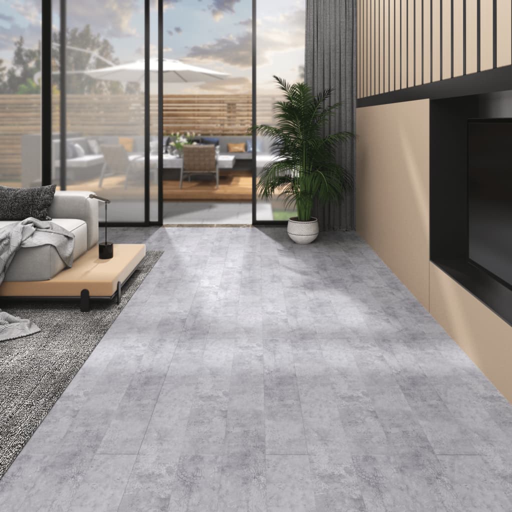 selvklæbende gulvbrædder 5,02 m² 2 mm PVC cementgrå