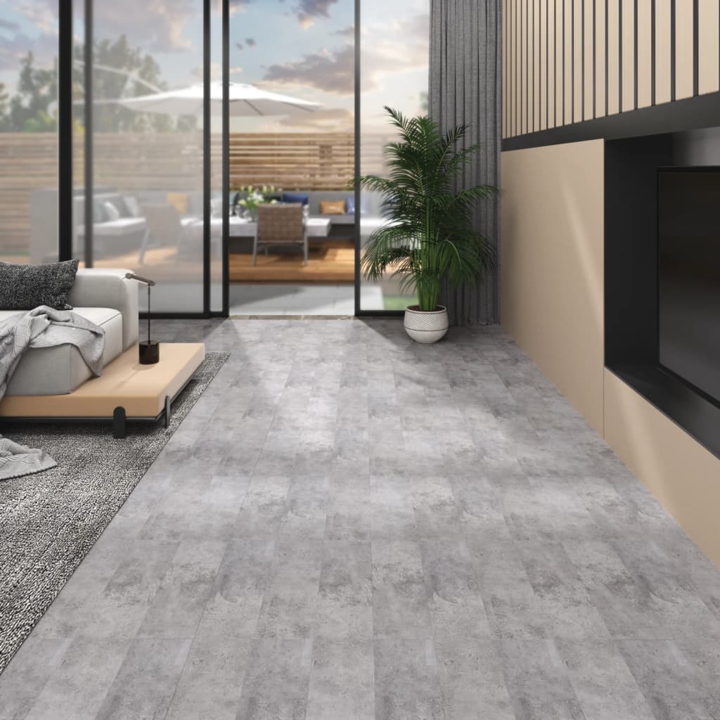 selvklæbende gulvbrædder 5,02 m² 2 mm PVC cementbrun