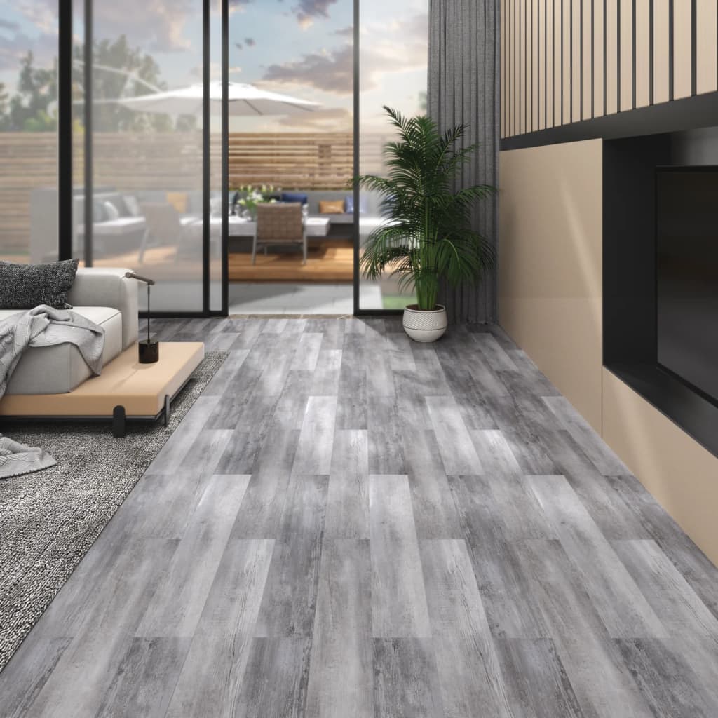 selvklæbende gulvbrædder 5,02 m² 2 mm PVC mat trægrå
