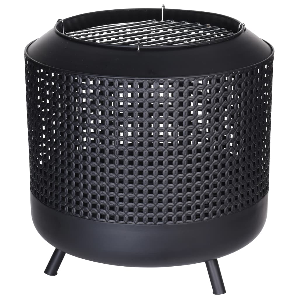 bålkurv med grillrist 50x51 cm sort