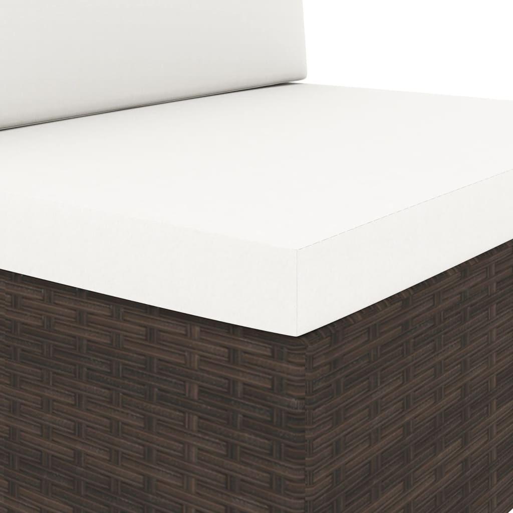 loungesæt til haven 7 dele polyrattan brun