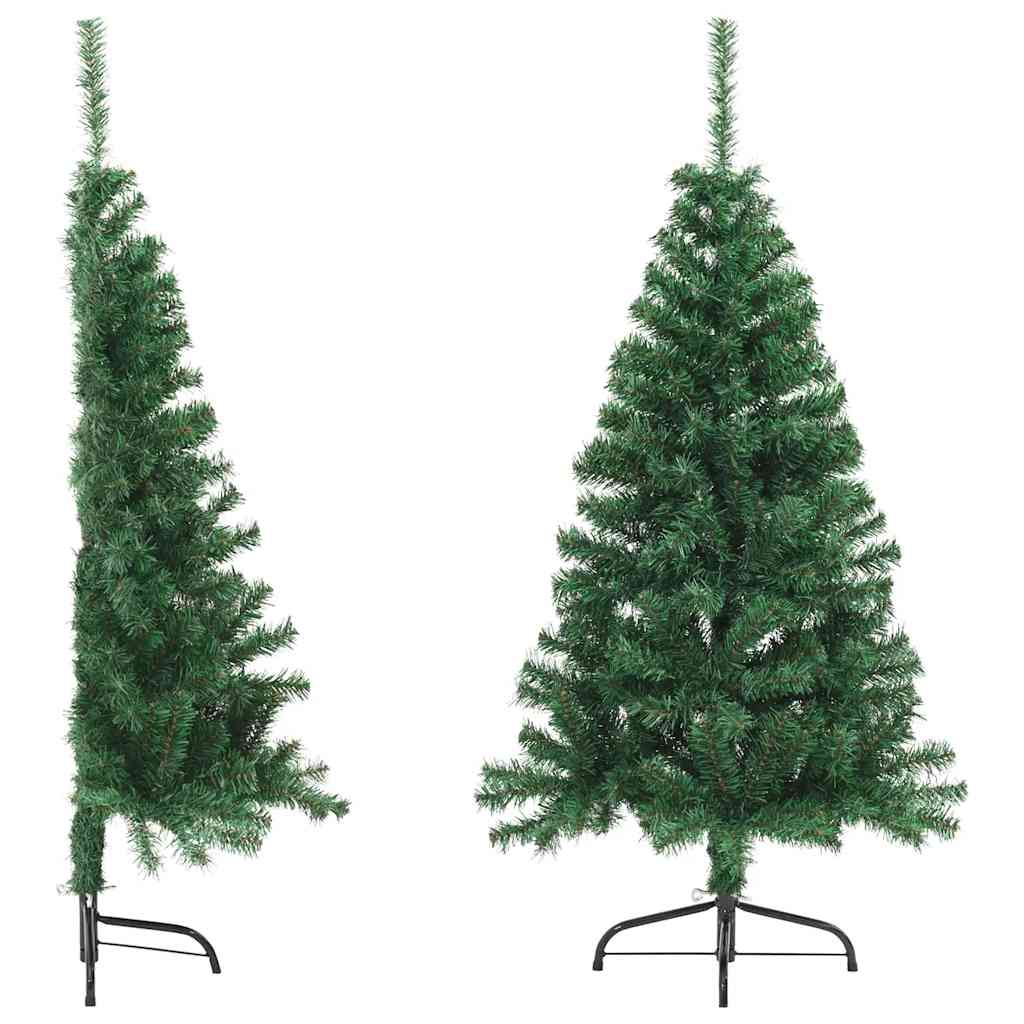 kunstigt halvt juletræ med juletræsfod 150 cm PVC grøn