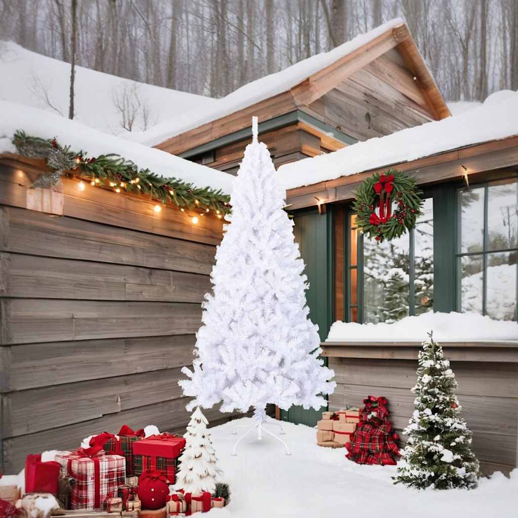 kunstigt juletræ med tykke grene 210 cm PVC hvid