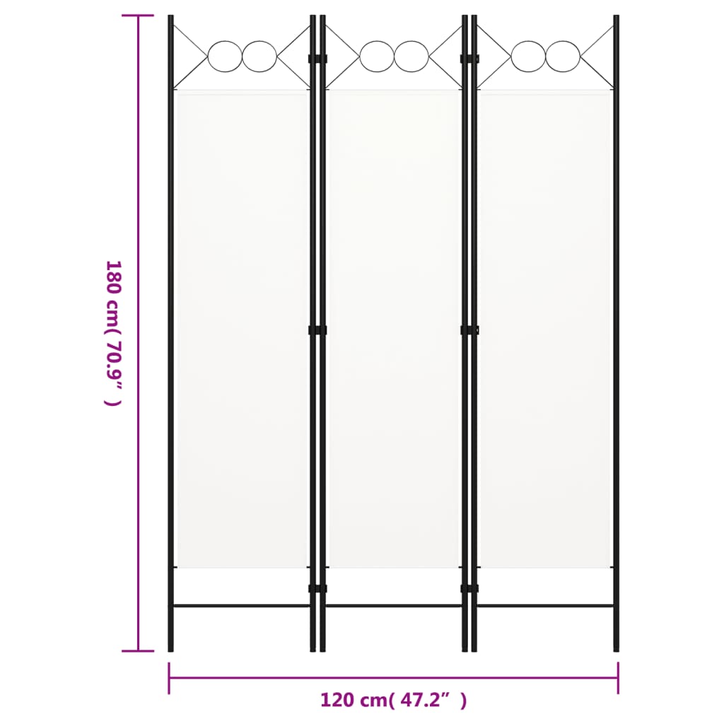 3-panels rumdeler 120 x 180 cm hvid