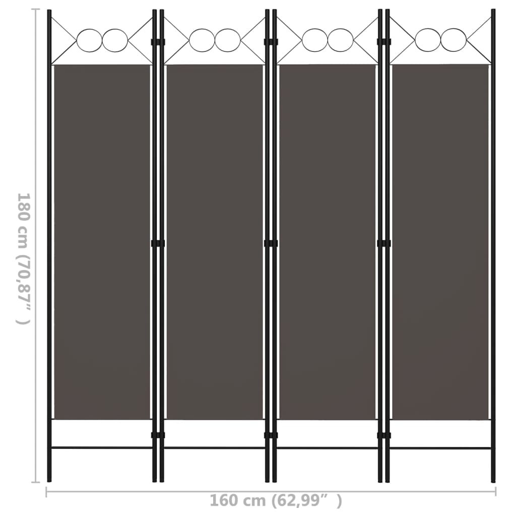 4-panels rumdeler 160x180 cm antracitgrå