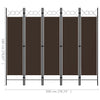 5-panels rumdeler 200x180 cm brun