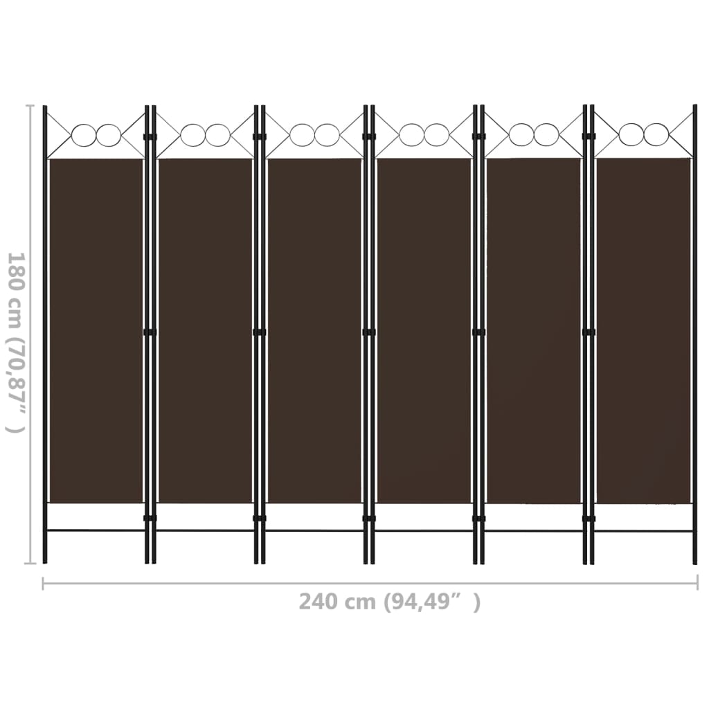 6-panels rumdeler 240x180 cm brun