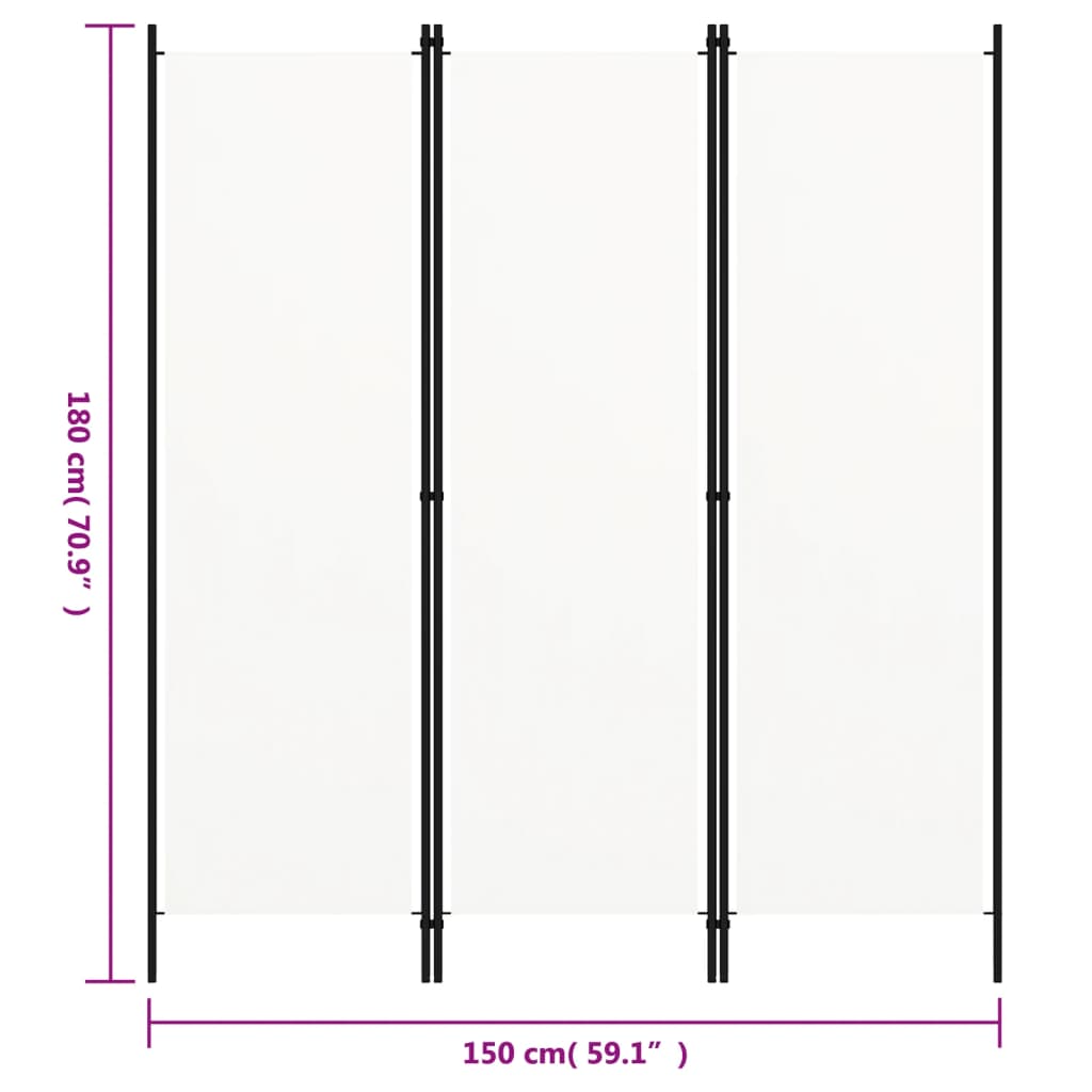 3-panels rumdeler 150 x 180 cm hvid