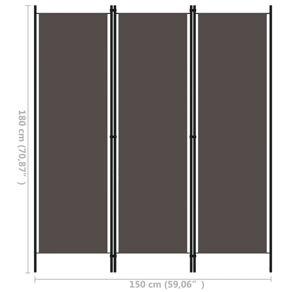3-panels rumdeler 150 x 180 cm antracitgrå
