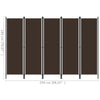 5-panels rumdeler 250 x 180 cm brun