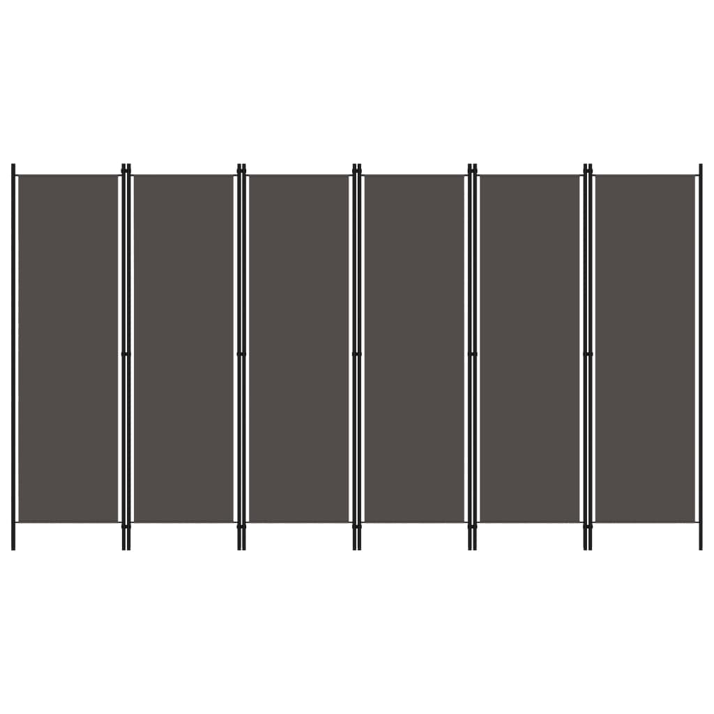6-panels rumdeler 300 x 180 cm antracitgrå