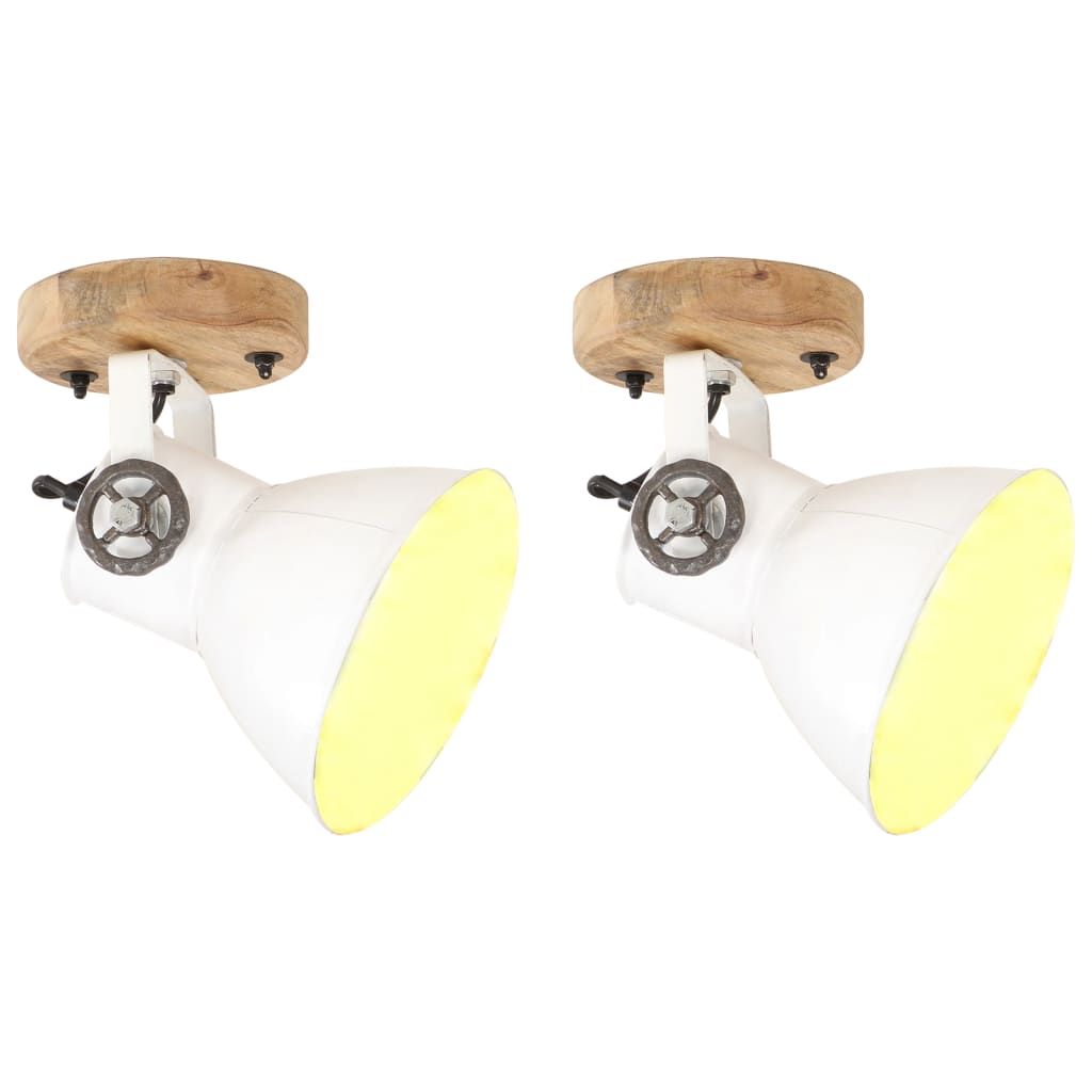 industrielle væg-/loftlamper 2 stk. 20x25 cm E27 hvid