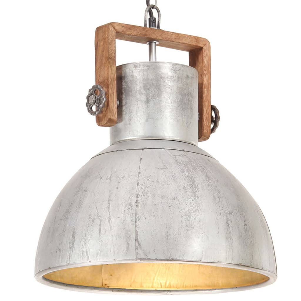 industriel hængelampe 25 W rund 40 cm E27 sølvfarvet