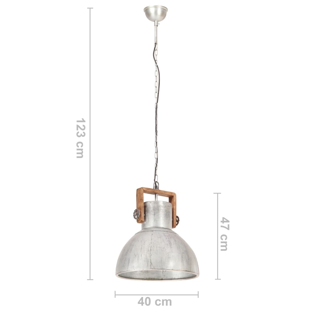 industriel hængelampe 25 W rund 40 cm E27 sølvfarvet