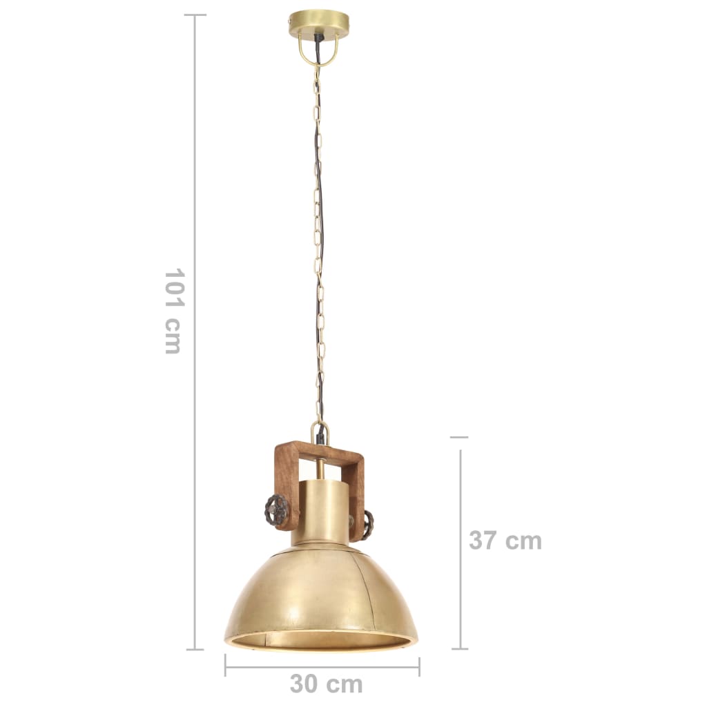 industriel hængelampe 25 W rund 30 cm E27 messingfarvet