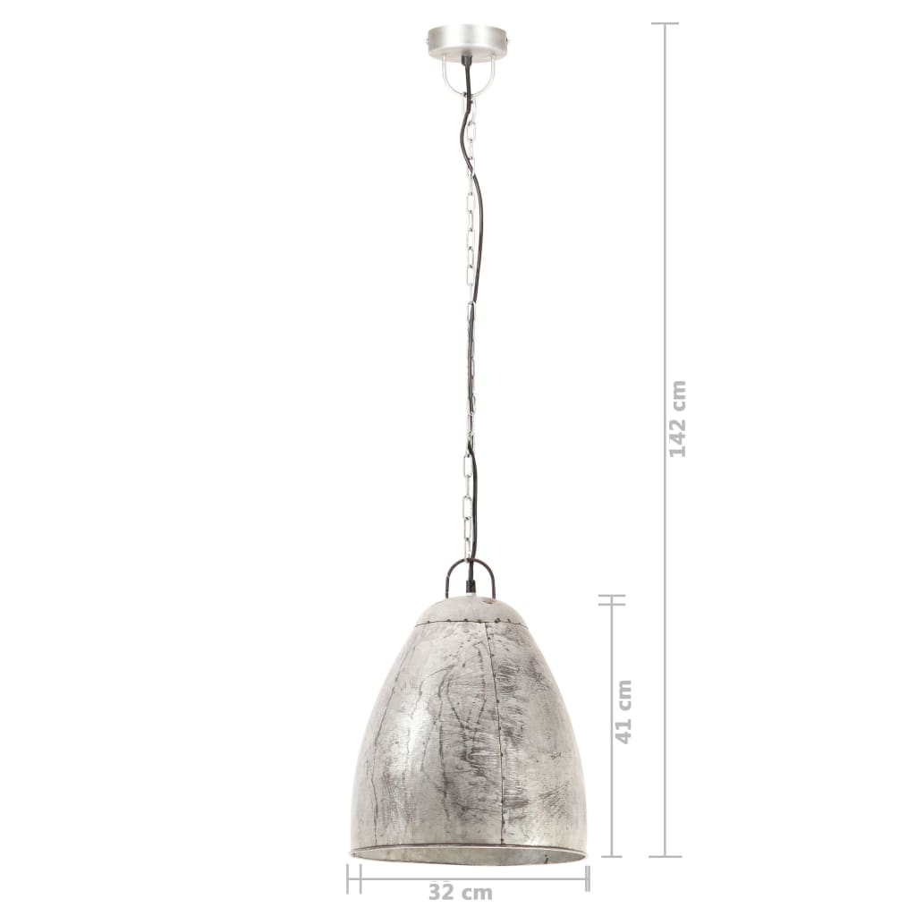 industriel hængelampe 25 W rund 32 cm E27 sølvfarvet