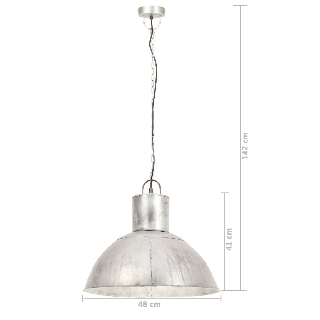 hængelampe 25 W rund 48 cm E27 sølvfarvet