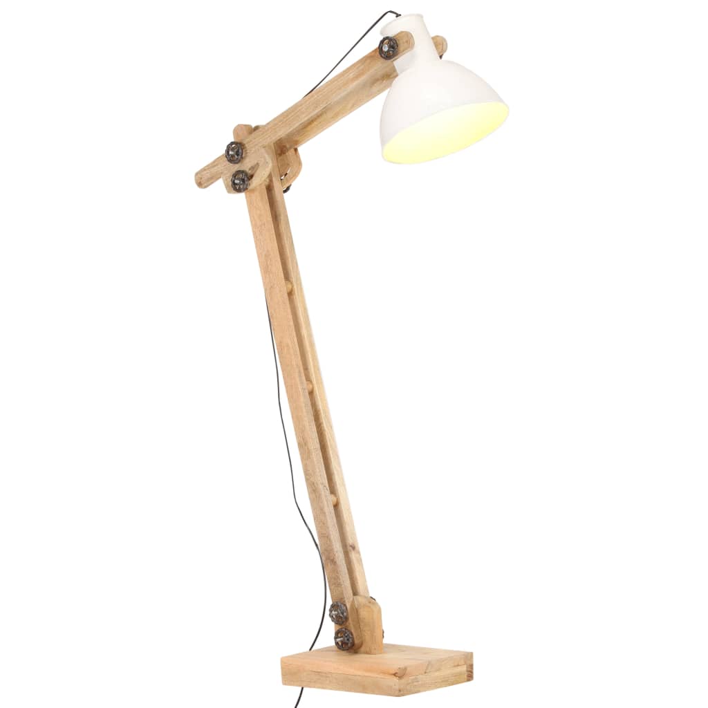 gulvlampe E27 massivt mangotræ hvid