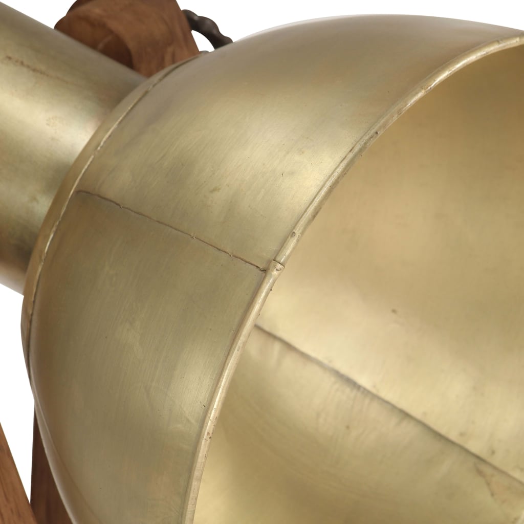 gulvlampe E27 massivt mangotræ messingfarvet