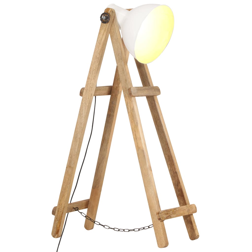 gulvlampe E27 massivt mangotræ hvid