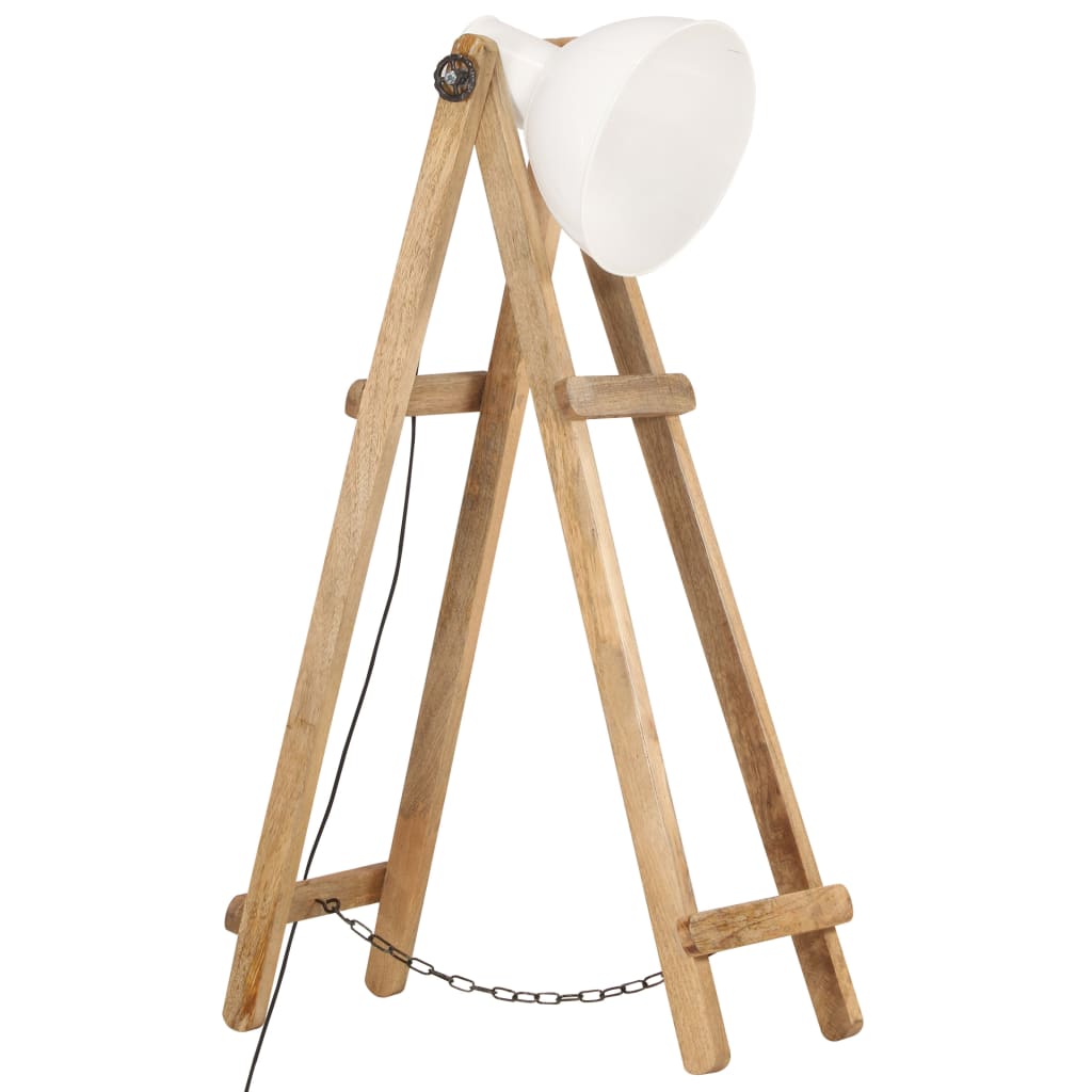 gulvlampe E27 massivt mangotræ hvid