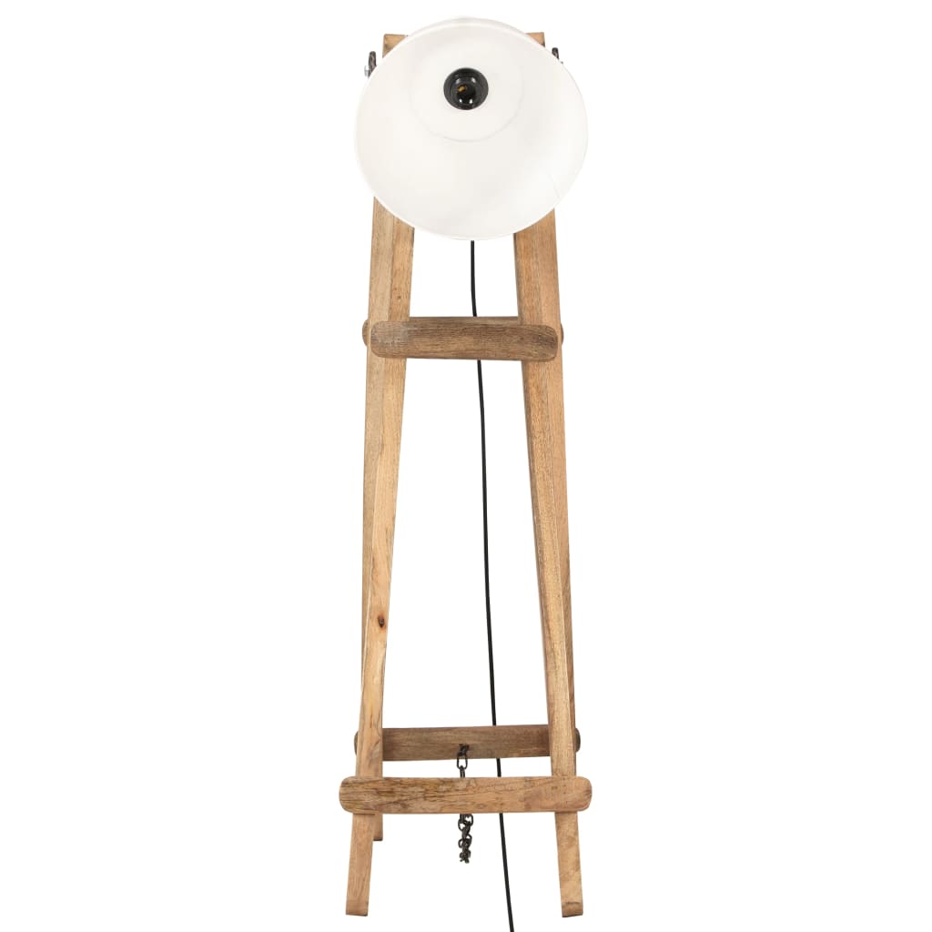 gulvlampe E27 massivt mangotræ hvid
