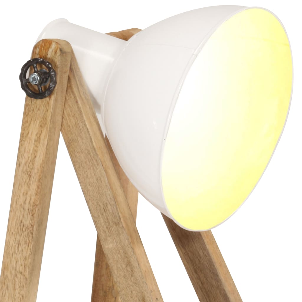 gulvlampe E27 massivt mangotræ hvid