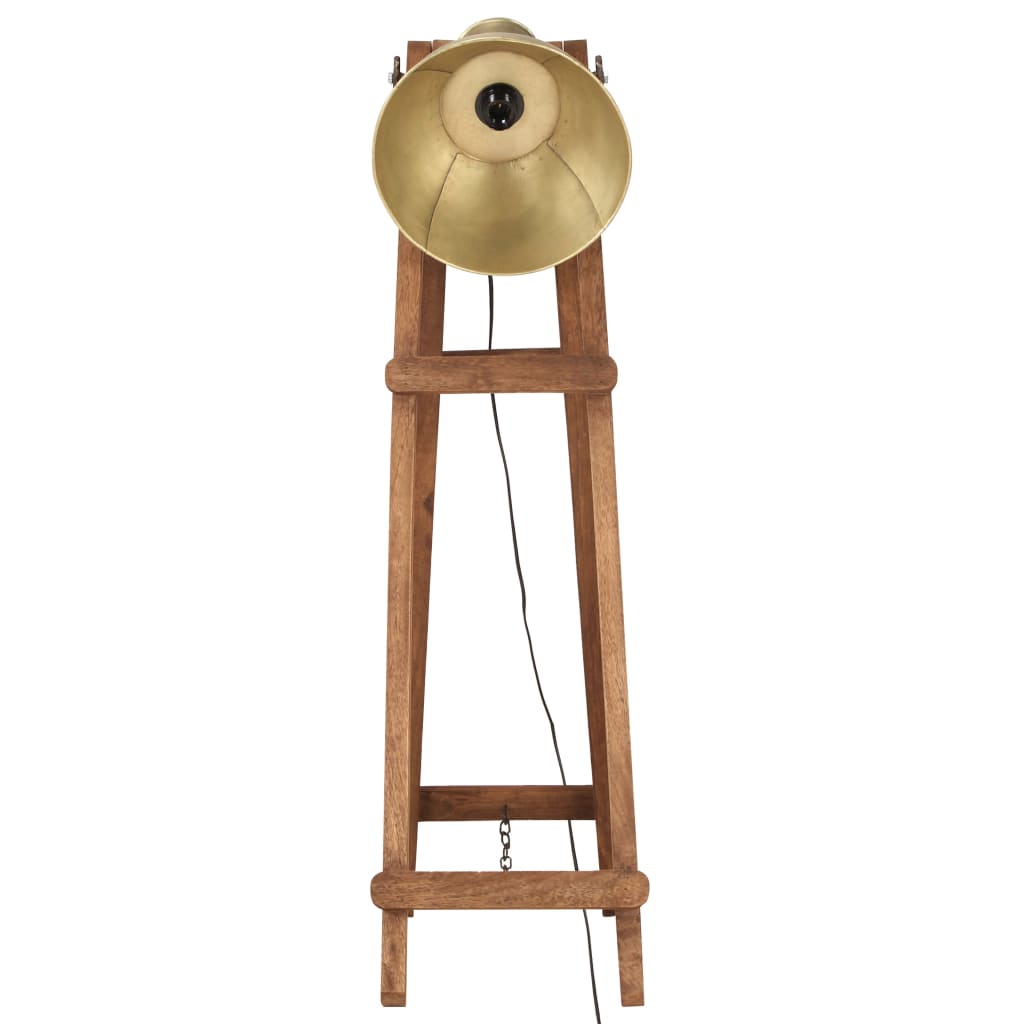 gulvlamper 3 stk. E27 massivt mangotræ messingfarvet