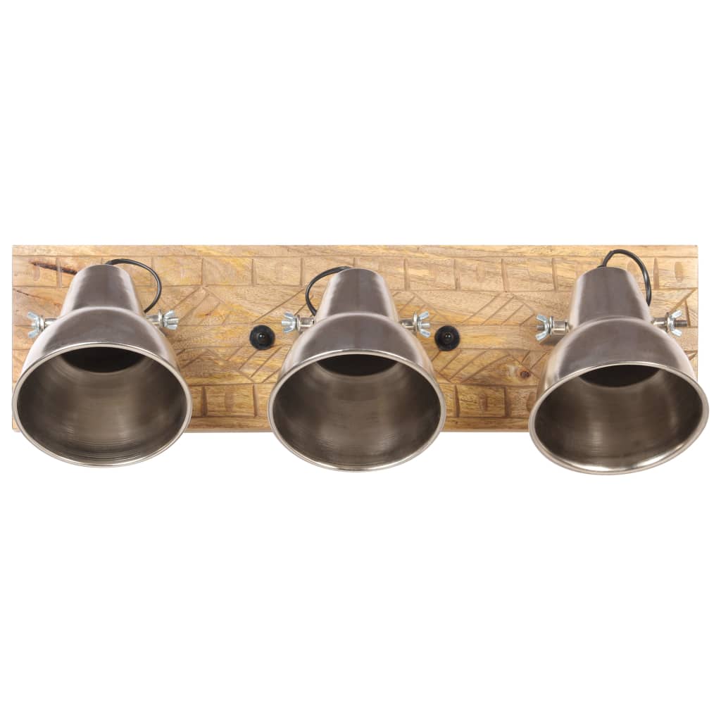 industriel væglampe 70x23 cm E27 mangotræ sølvfarvet