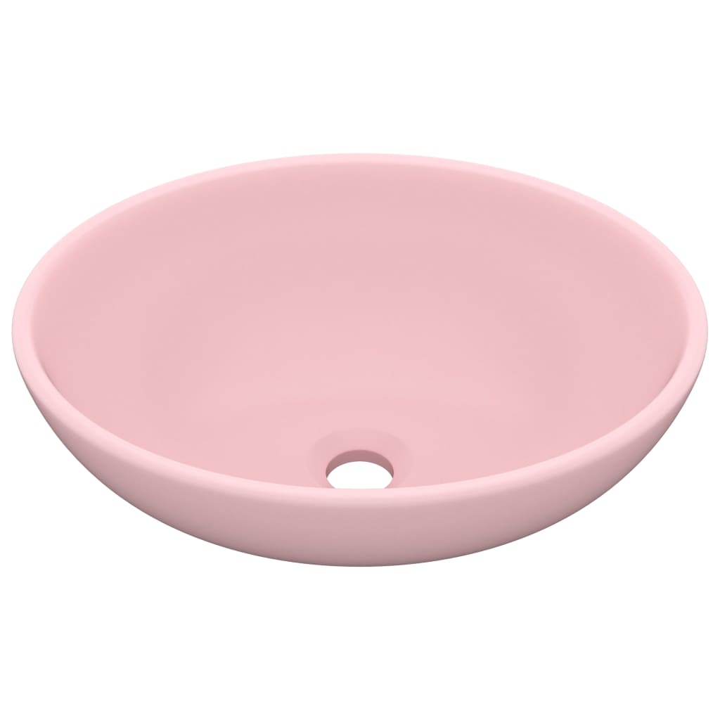 luksuriøs håndvask 40x33 cm keramisk oval mat pink