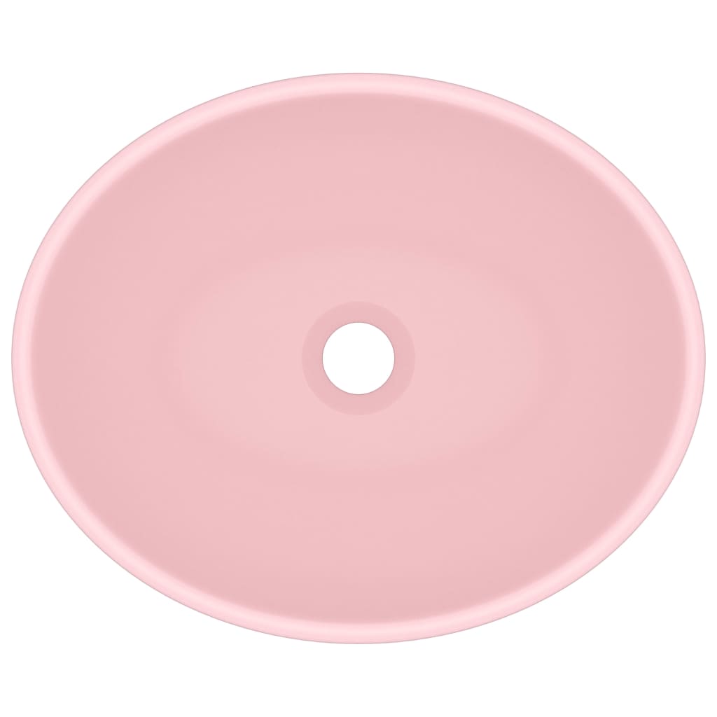 luksuriøs håndvask 40x33 cm keramisk oval mat pink