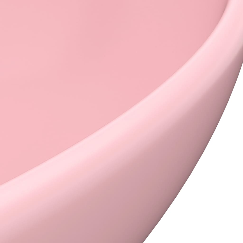 luksuriøs håndvask 40x33 cm keramisk oval mat pink