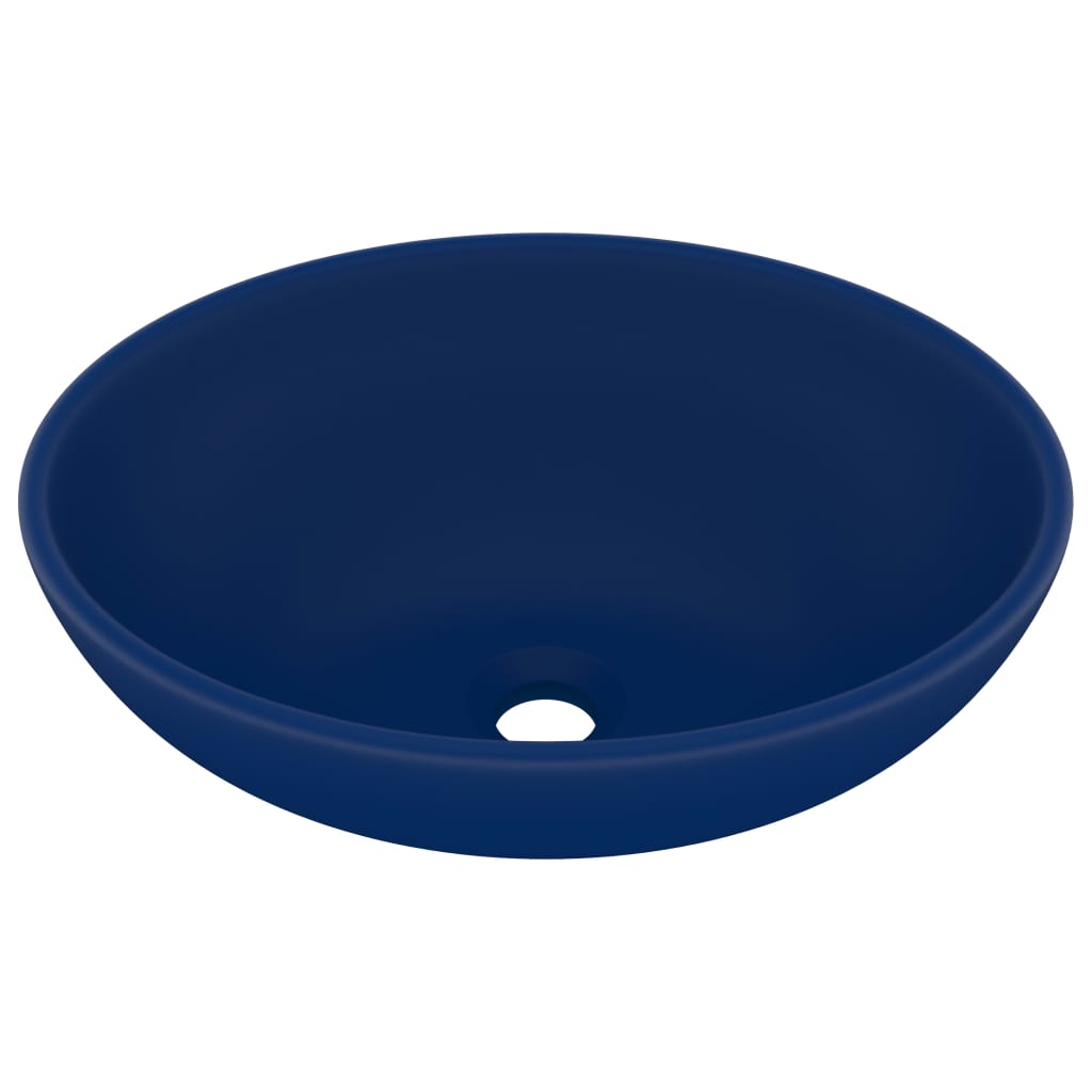 luksuriøs håndvask 40x33 cm keramisk oval mat mørkeblå