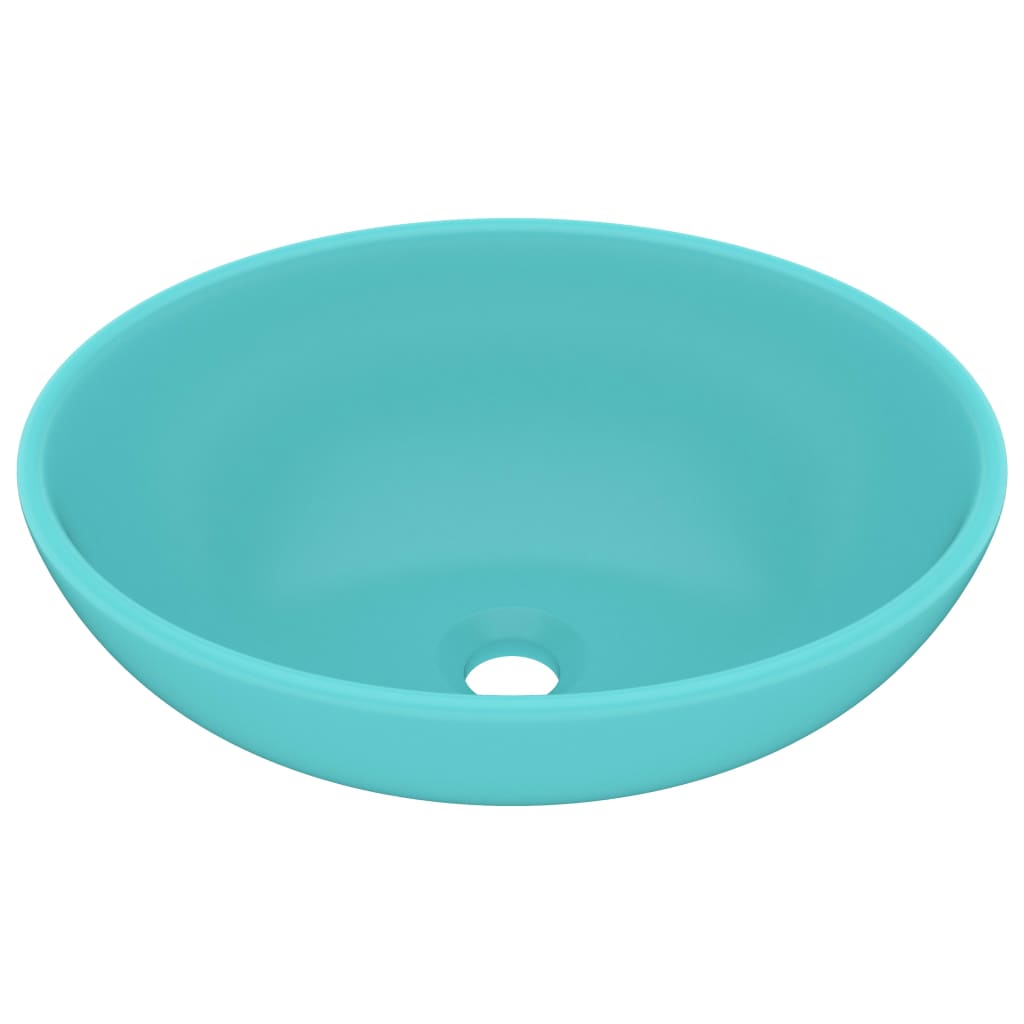 luksuriøs håndvask 40x33 cm keramisk oval mat lysegrøn
