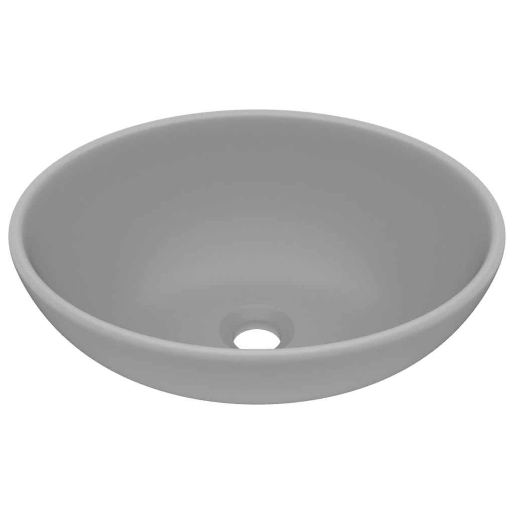 luksuriøs håndvask 40x33 cm keramisk oval mat lysegrå