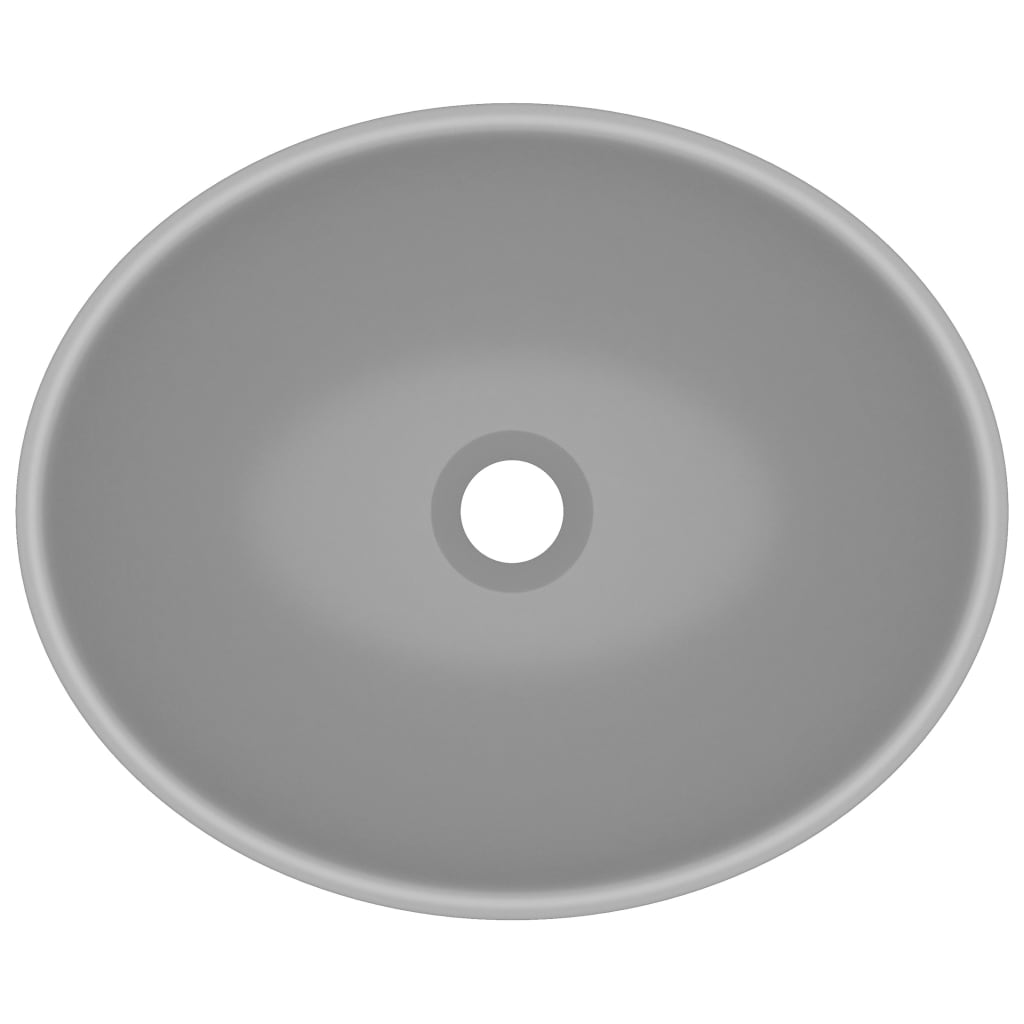 luksuriøs håndvask 40x33 cm keramisk oval mat lysegrå
