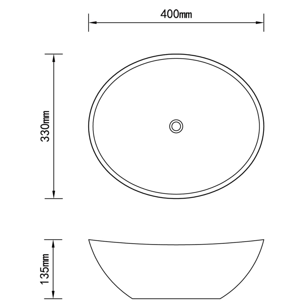 luksuriøs håndvask 40x33 cm keramisk oval mat lysegrå