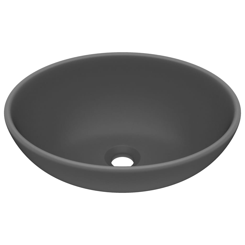 luksuriøs håndvask 40x33 cm keramisk oval mat mørkegrå