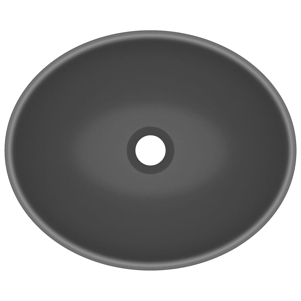 luksuriøs håndvask 40x33 cm keramisk oval mat mørkegrå