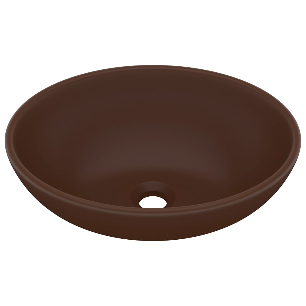 luksuriøs håndvask 40x33 cm keramisk oval mat mørkebrun