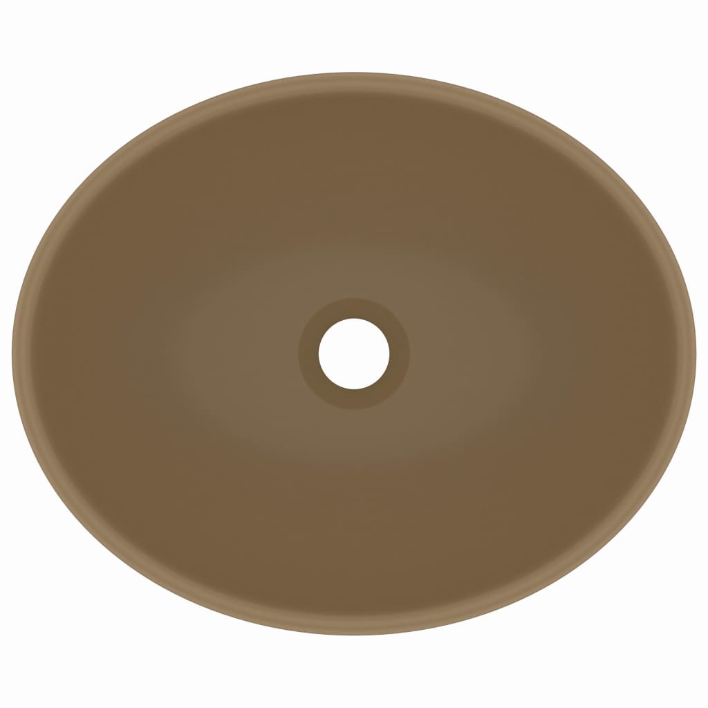 luksuriøs håndvask 40x33 cm keramisk oval mat cremefarvet