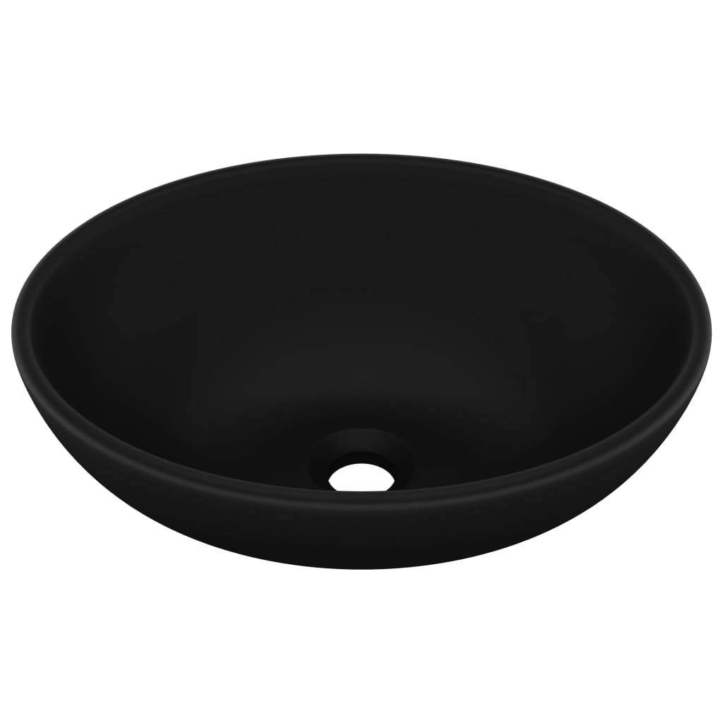 luksuriøs håndvask 40x33 cm keramisk oval mat sort