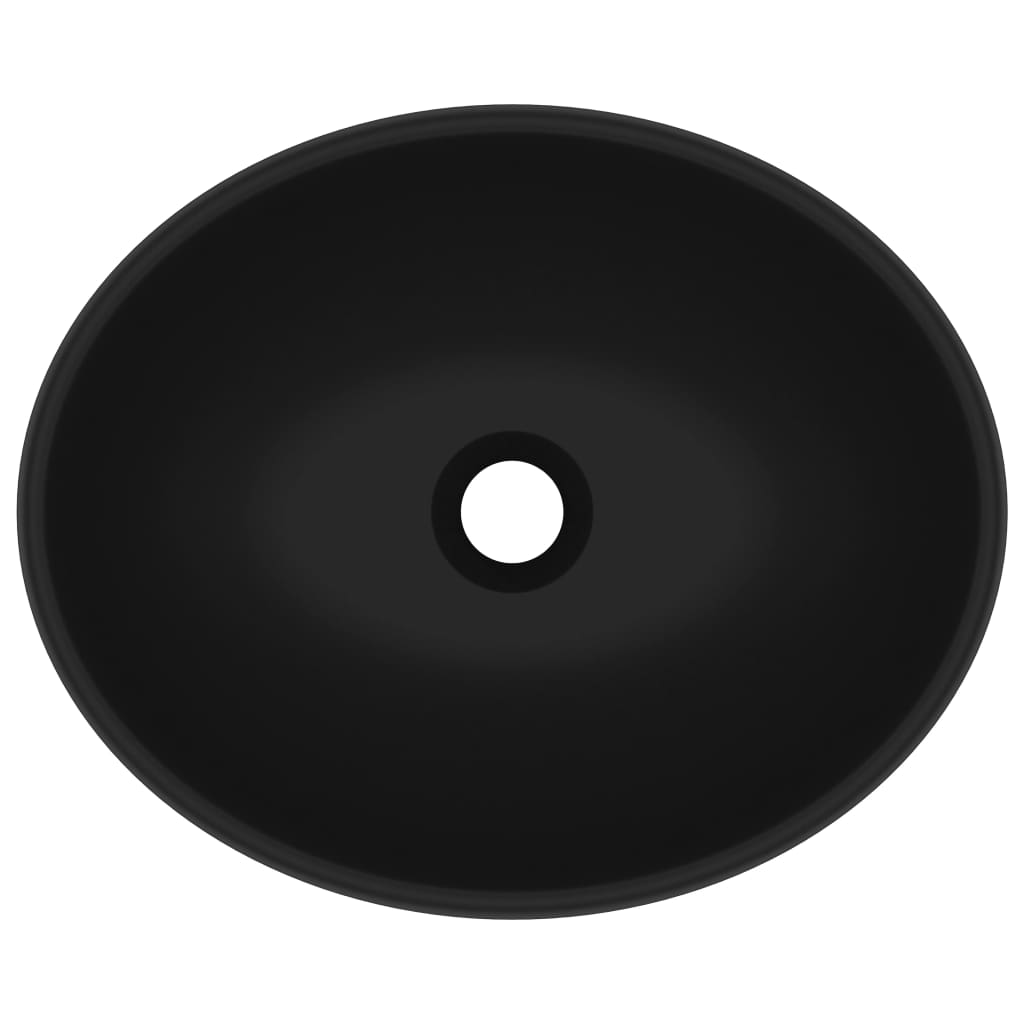 luksuriøs håndvask 40x33 cm keramisk oval mat sort