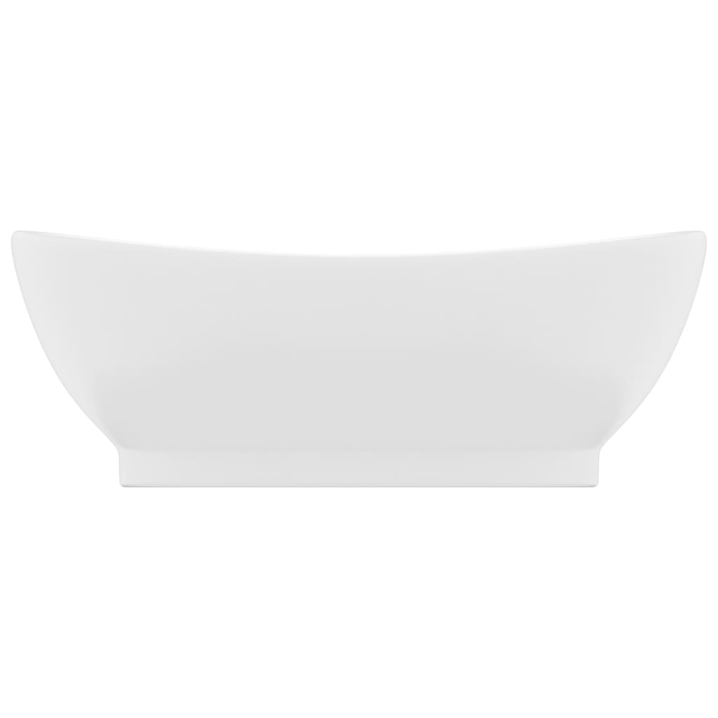 luksuriøs håndvask overløb 58,5x39 cm keramisk oval mat hvid