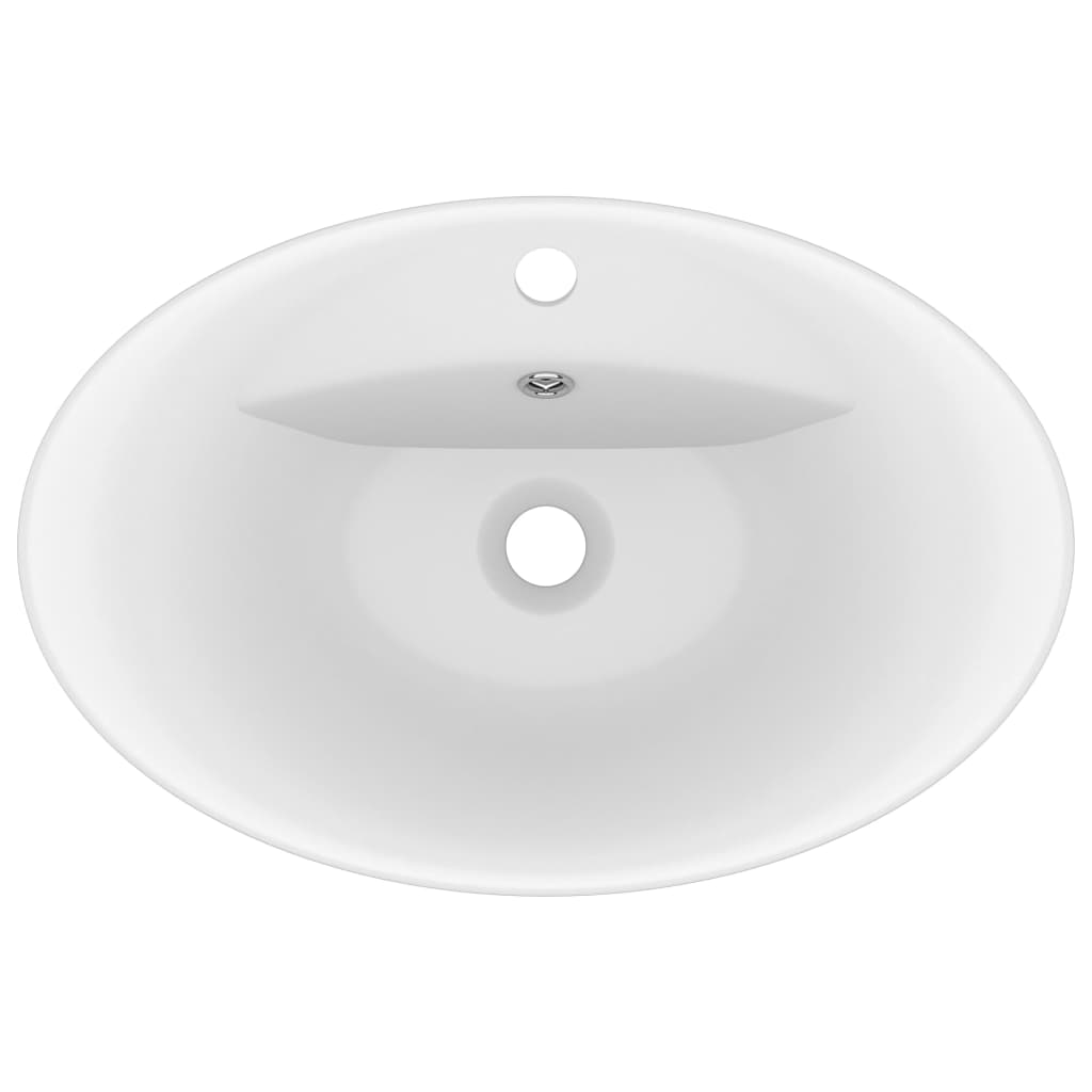 luksuriøs håndvask overløb 58,5x39 cm keramisk oval mat hvid