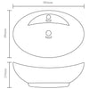 luksuriøs håndvask overløb 58,5x39 cm keramisk oval mat hvid
