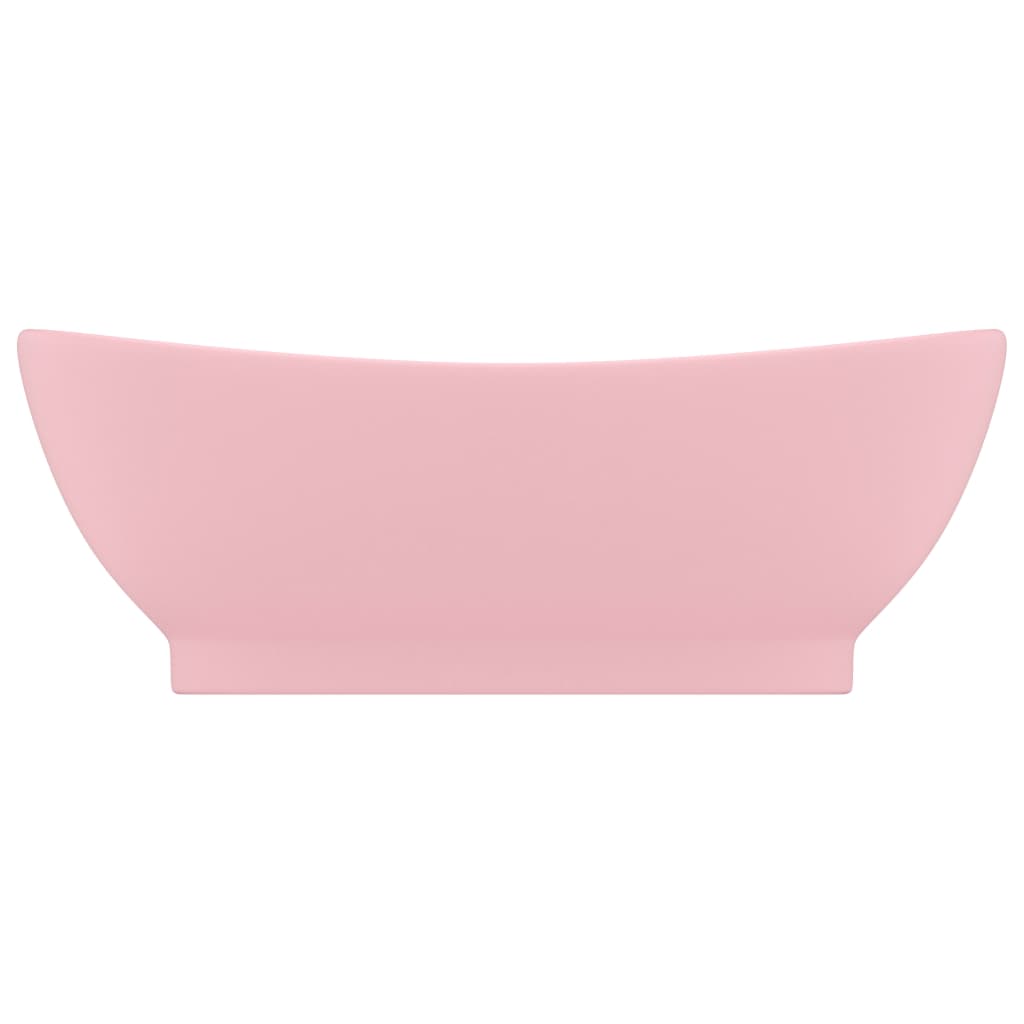 luksuriøs håndvask med overløb 58,5x39 cm keramik oval mat pink