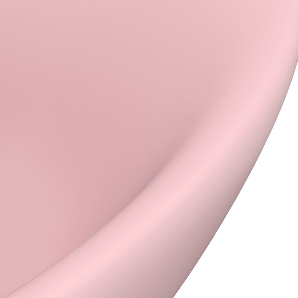luksuriøs håndvask med overløb 58,5x39 cm keramik oval mat pink
