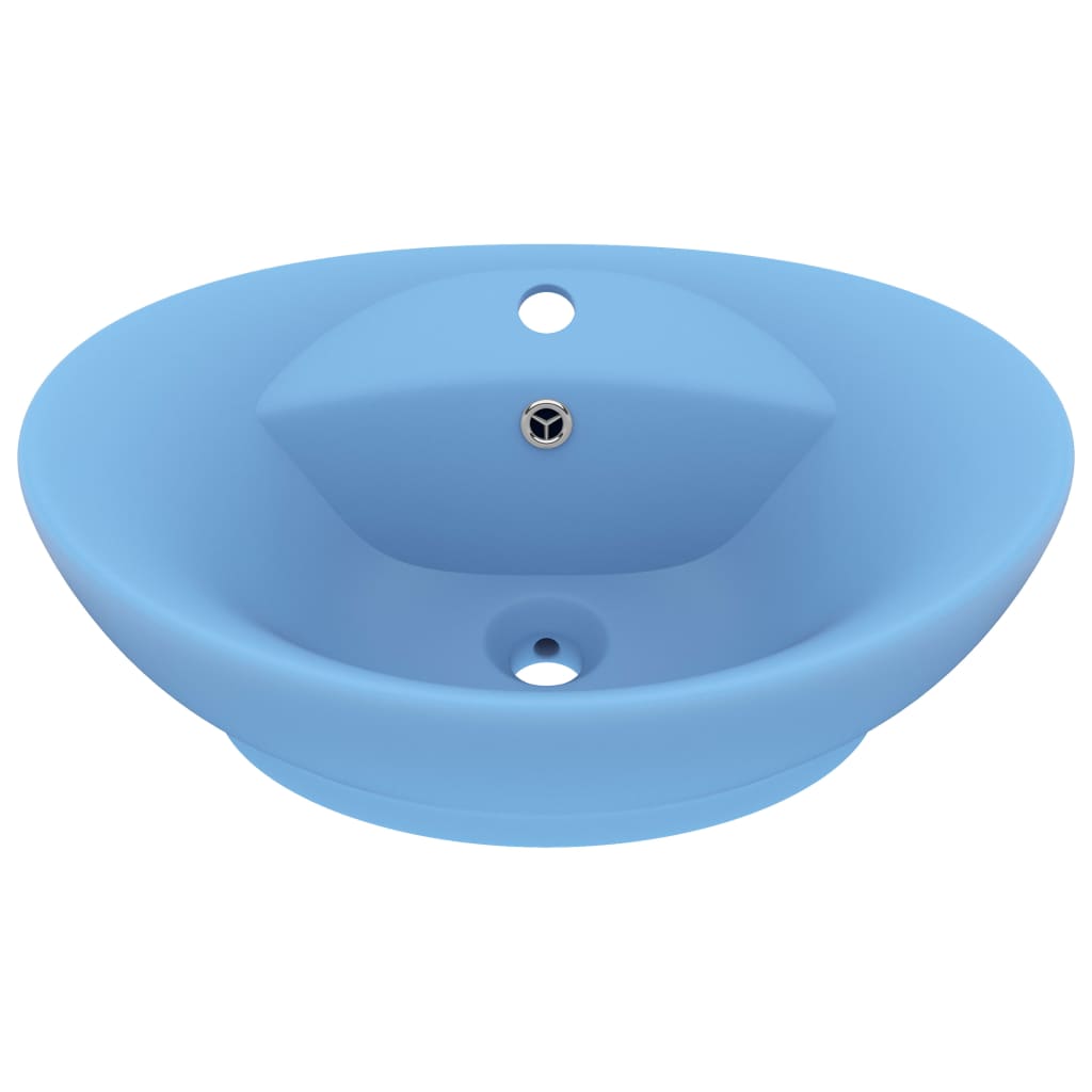 luksuriøs håndvask overløb 58,5x39 cm keramik oval mat lyseblå